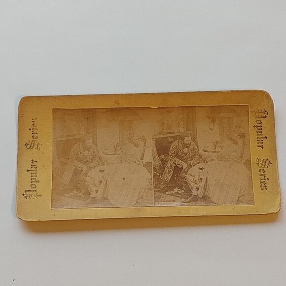 ANTIQUE Stereograph Card "Popular Series"  Victorian Tea - Picture 1 of 4
